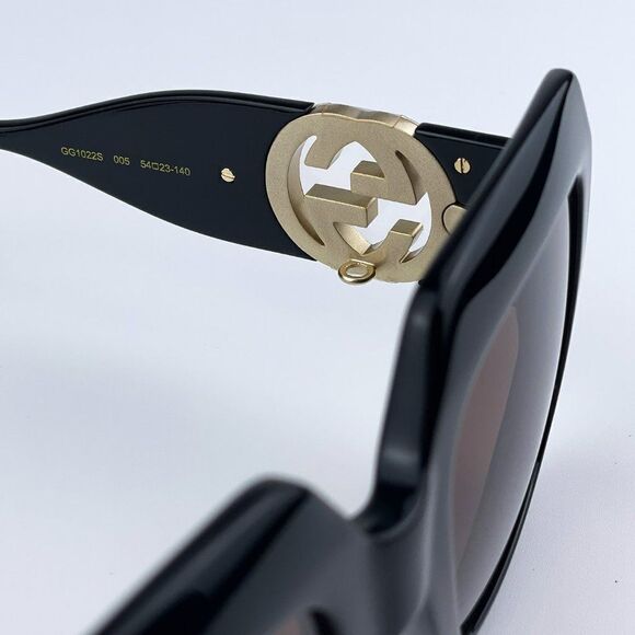 NEW Gucci GG1022S 005 Black Brown Square Chain Women Sunglasses - Picture 9 of 14
